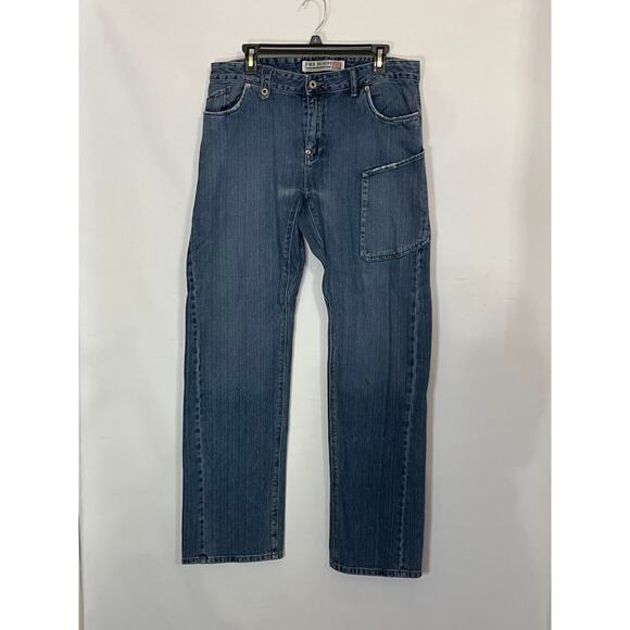 Fox Denim Plan B Jeans Male Size 34 Blue Baggy Wide Leg Detailed Hardware - Picture 2 of 16